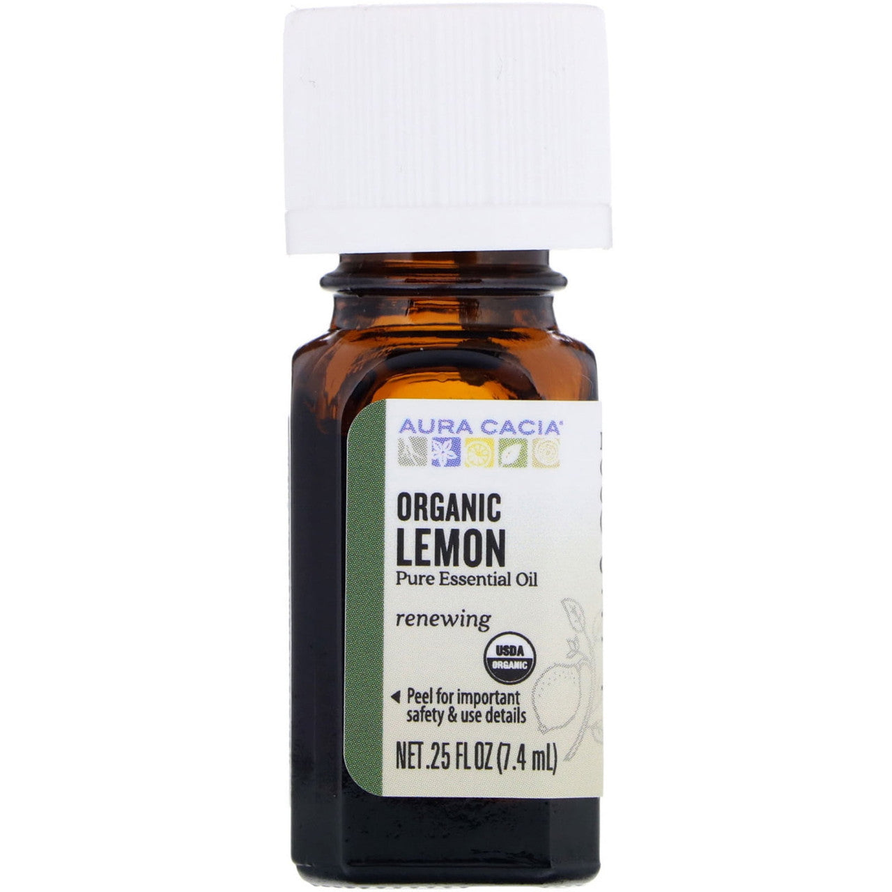Aura Cacia Aromatherapy Organic Essential Oil, Lemon 0.25 Oz